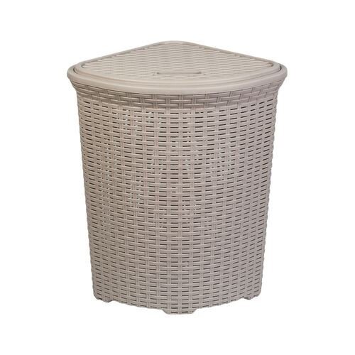383210-РСВ (в уп.8шт.) - Корзина для белья 60л с к [01105052] 383210-РСВ (в уп.8шт.) - Корзина для белья 60л с крышкой с декором "Ротанг" угловая (латте) 235020 "Виолет"