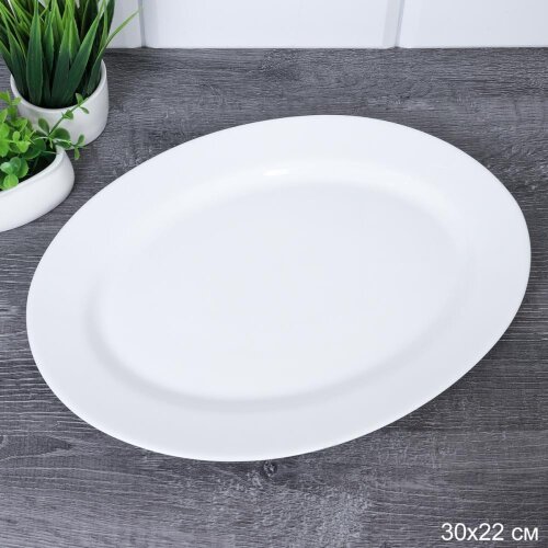 724022 (в уп.24шт.) - Блюдо овальное 305мм, гладко [01111455] 724022 (в уп.24шт.) - Блюдо овальное 305мм, гладкое / FLPYP120 (WHITE), материал: стеклокерамика.