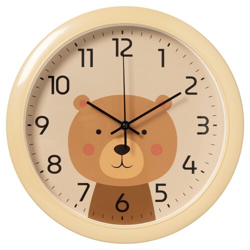 6026-042 (в кор.10шт.) -   Часы настенные круг d=2 [01110404] 6026-042 (в кор.10шт.) -   Часы настенные круг d=29см, корпус бежевый "Медвежонок"