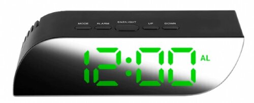 018Х черн-зел 4BL (в кор.1шт.) -  Светодиодный зер [01101969] 018Х черн-зел 4BL (в кор.1шт.) -  Светодиодный зеркальный будильник, зеркальный дисплей. Размер: 140*50*35 мм. Материал зеркала: пластиковое зеркало.Материал корпуса: пластик. Тип механизма: электронный. Тип питания: внешний источник питания/аккумулятор.Отображение времени/даты/температурного цикла