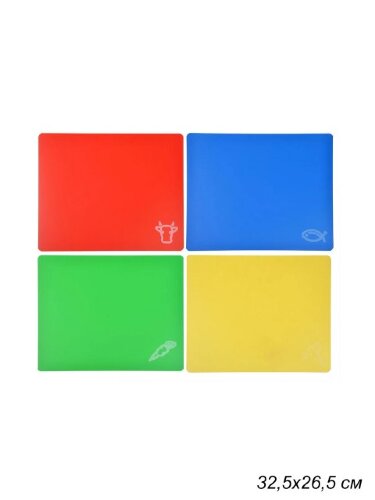 685494 (в уп.10шт.) - Доска разделочная 4штуки, ра [01042775] 685494 (в уп.10шт.) - Доска разделочная 4штуки, размер: 32,5х26,5см. / 852-097 /, материал: полипропилен.