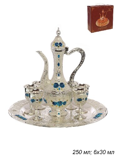 667405 (в уп.20наб.) - Коньячный набор 8пр. серебр [01024058] 667405 (в уп.20наб.) - Коньячный набор 8пр. серебро (Графин 250мл, рюмки 30мл.-6шт, поднос) /203/