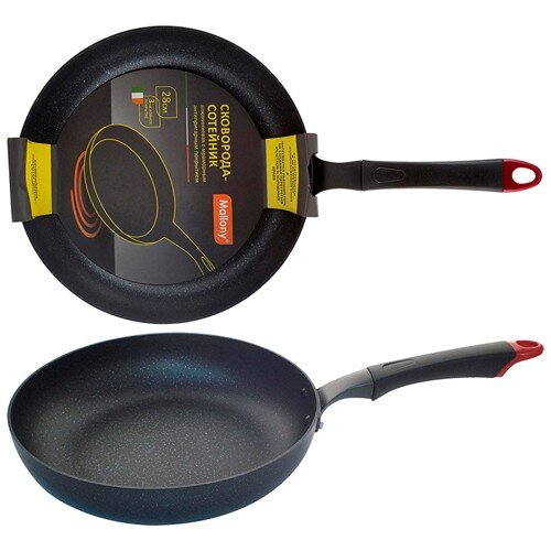 451547-РСВ (в уп.1шт.) - Сковорода-сотейник, алюм. [01047576] 451547-РСВ (в уп.1шт.) - Сковорода-сотейник, алюм. с антипр. мрамор покр, MSP-28, диам - 28см, штамп, индукцион. дно, арт 001194