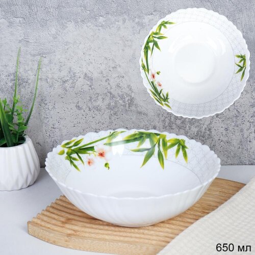 740051 (в уп.8наб.) - Салатник 650мл, 175мм, набор [01111044] 740051 (в уп.8наб.) - Салатник 650мл, 175мм, набор 6шт. / TW-70 (6773) /  Бамбук с орхидеей, материал: стеклокерамика.