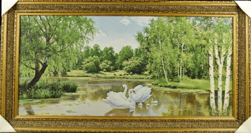 60*120 05 М/Р "Лебединая семья №1" Картина гобелен [01084810] 60*120 05 М/Р "Лебединая семья №1" Картина гобелен