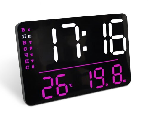 6653X-1BL розовый Настенные или настольные часы. Т [01111097] 6653X-1BL розовый Настенные или настольные часы. Тип дисплея: Цифровой. Размер: 27*18*3 см. Тип движения: Электронный. Тип питания: внешний источник питания. Тип дисплея: светодиодный. Особенность: инструкция на русском языке