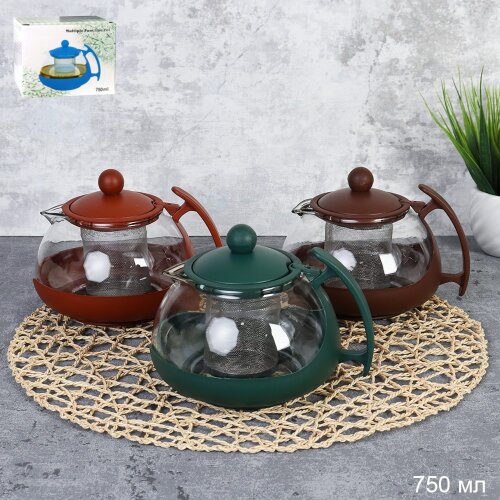 693243 (в уп.36шт.) - Чайник заварочный с ситом 75 [01109080] 693243 (в уп.36шт.) - Чайник заварочный с ситом 750мл. / К-169 /, материал: стекло, пластик, металл.