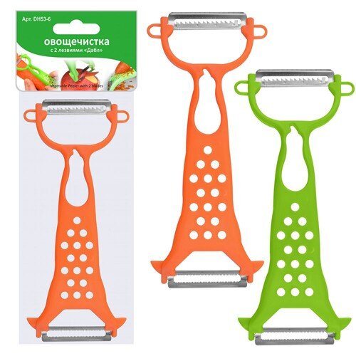 230537-РСВ (в уп.1шт.) - Овощечистка с 2 лезвиями [01096195] 230537-РСВ (в уп.1шт.) - Овощечистка с 2 лезвиями 2цв. NEW, 53.6, материал: коррозионностойкая (нержавеющей) сталь, пластик.