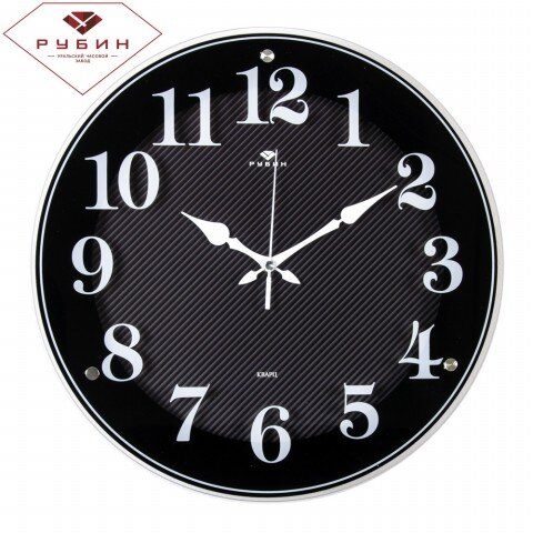 4040-1242B чёрн. (в кор.5шт.) - Часы настенные кру [01076590] 4040-1242B чёрн. (в кор.5шт.) - Часы настенные круглые"Рубин", размер: диаметр 39см, материал: пластик, стекло, кварцевый механизм, плавный ход