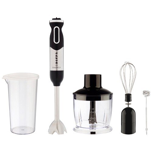 560357-РСВ (в уп.1шт.) - Блендер погружной Energy [01110332] 560357-РСВ (в уп.1шт.) - Блендер погружной Energy EN-134, мощность 800Вт, 2 скорости арт.107179, металлическая насадка блендер, стакан для смешивания 600мл с крышкой, венчик, вспениватель молока, измельчитель 500мл.