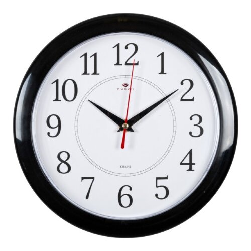 2323-293B (в кор.10шт.) - Часы настенные круг, кор [01102241] 2323-293B (в кор.10шт.) - Часы настенные круг, корпус черный "Классика" "Рубин", размер: d=24.5см, материал: пластик, стекло, часовой механизм кварцевый, плавный ход