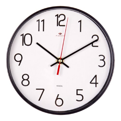2019-111B (в кор.10шт.) - Часы настенные &quot;Классика [01095585] 2019-111B (в кор.10шт.) - Часы настенные "Классика" "Рубин", размер: d=19.5см, корпус черный, материал: пластик, стекло, часовой механизм кварцевый, плавный ход