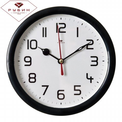 В4-003 (в кор.20шт.) - Будильник кварц.&quot;Классика&quot; [01082913] В4-003 (в кор.20шт.) - Будильник кварц."Классика" "Рубин", корпус чёрн., размер: d=15см, материал: пластмасса, стекло, металл.