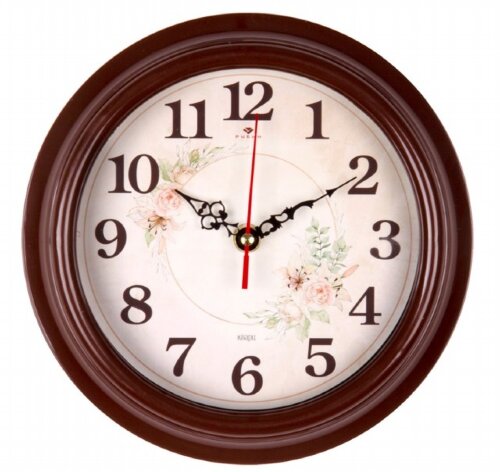 2121-007 Коричневые (в кор.10шт.) - Часы настенные [01094632] 2121-007 Коричневые (в кор.10шт.) - Часы настенные кругл., "Розы" "Рубин", размер: 21*21см, материал: пластик, стекло, часовой механизм кварцевый, стрелки, плавный ход