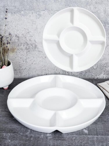 745411 (в уп.35шт.) - Блюдо-менажница 25х2,5см, 5 [01110111] 745411 (в уп.35шт.) - Блюдо-менажница 25х2,5см, 5 секций / EWQ-14 /, материал: фарфор.