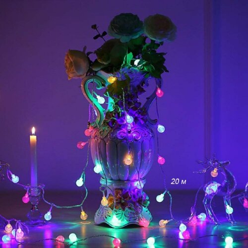 680868 (в уп.50шт.) - Гирлянда светодиодная Хруста [01101153] 680868 (в уп.50шт.) - Гирлянда светодиодная Хрустальные шарики 20м, 200 LED /L107/ разноцветный