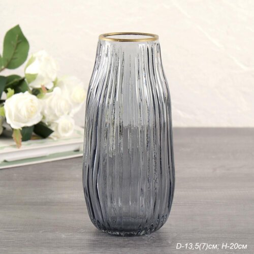 730391 (в уп.30шт.) - Ваза для цветов D=13,5см. (7 [01108789] 730391 (в уп.30шт.) - Ваза для цветов D=13,5см. (7см.), H=20см, прозрачная веревка / WRD-105 / без индивидуальной упаковки, материал: стекло.