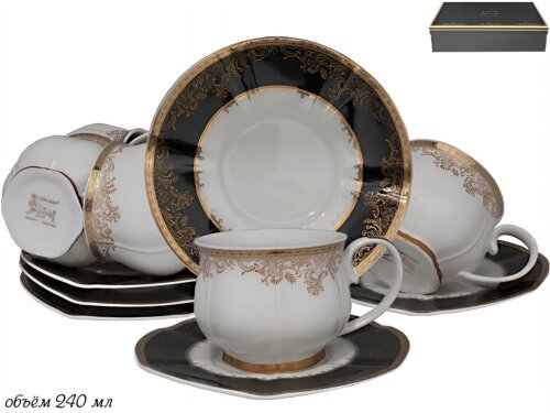 133-116 (в уп.6наб.) - Чайный набор 12пр. в под.уп [01110471] 133-116 (в уп.6наб.) - Чайный набор 12пр. в под.упак. (6 кружек 240мл, 6 блюдец), материал: фарфор.