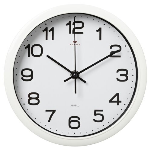 2222-344 (10) Часы настенные круг d=22см, корпус б [01110933] 2222-344 (10) Часы настенные круг d=22см, корпус белый "Классика" "Рубин"