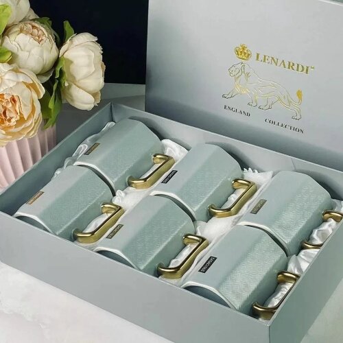 106-330 (в уп.6наб.) - Набор из 6 кружек 350мл. на [01106024] 106-330 (в уп.6наб.) - Набор из 6 кружек 350мл. на дер.подставке в под.упаковке, материал: фарфор.