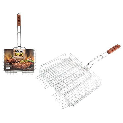 323086-РСВ (в уп.1шт.) - Решетка для барбекю ECOS- [01109847] 323086-РСВ (в уп.1шт.) - Решетка для барбекю ECOS-22002D глубокая (Хромированная, размер: 35x25x6см) арт.999633
