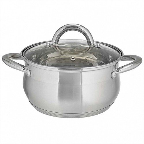 477263-РСВ (в уп.6шт.) - Кастрюля со стеклянной кр [01108641] 477263-РСВ (в уп.6шт.) - Кастрюля со стеклянной крышкой 2,8л. (d=18см, h=10см.) WEBBER, BE-352/2, материал: нерж.сталь.