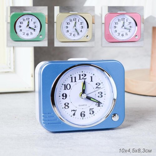 718947 (в кор.200шт.) - Будильник MIX / XD907 /пла [01106654] 718947 (в кор.200шт.) - Будильник MIX / XD907 /плавный ход, размер: 10х8,3см, материал: пластик, стекло, металл.