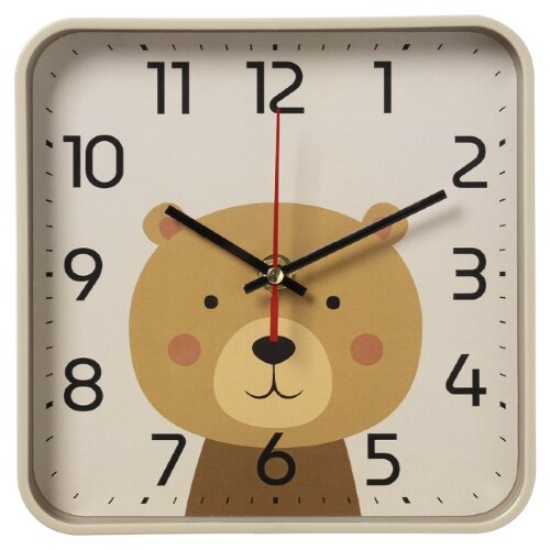 1918-012 (10) Часы настенные квадрат 19х19см, корп [01111145] 1918-012 (10) Часы настенные квадрат 19х19см, корпус хаки, "Медвежонок"