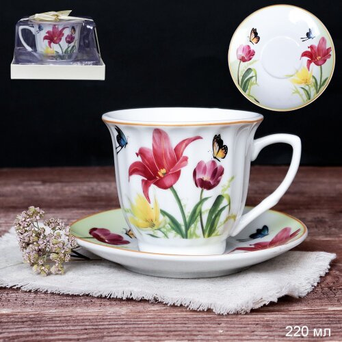 701000 (в уп.36наб.) - Чайный набор 2пр, 220мл. в [01110136] 701000 (в уп.36наб.) - Чайный набор 2пр, 220мл. в подарочной упаковке / PV-4523 /, материал: фарфор.