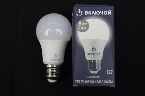 8W E27 A55 4000K 640Лм 220V пластик Включай [01073917] 8W E27 A55 4000K 640Лм 220V пластик Включай