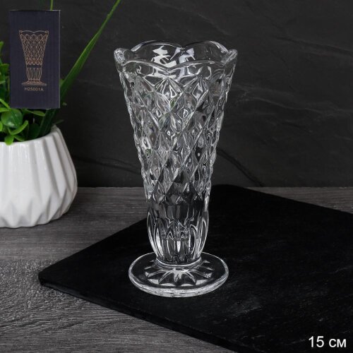 751439 (в уп.72шт.) - Ваза для цветов H=15см. /H25 [01111015] 751439 (в уп.72шт.) - Ваза для цветов H=15см. /H25001A/, материал: стекло.