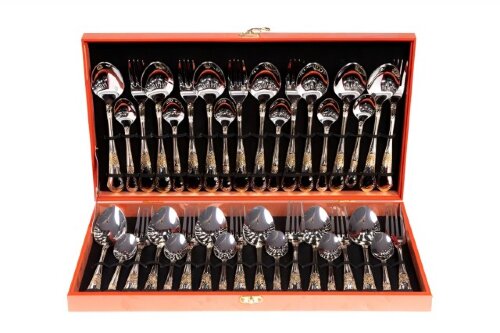 HB-36008 (в уп.8наб.) - Набор стол.приборов 36пр. [01111267] HB-36008 (в уп.8наб.) - Набор стол.приборов 36пр. Hower (12 столовых ложек, 12 столовых вилок, 12 десертных ложек, декоративные рисунки на ручках. Зеркально отполированная поверхность. Декоративная отделка под золото.Фрагментарная матовая полировка, подходит для чистки в посудомоечной машине, материал: нерж.сталь 18/10.