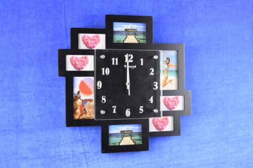 М1253А black colour (в кор.12шт.) АКЦИЯ - Часы-фот [01068966] М1253А black colour (в кор.12шт.) АКЦИЯ - Часы-фоторамка, размер: 395*395 мм, материал: МДФ, стекло.