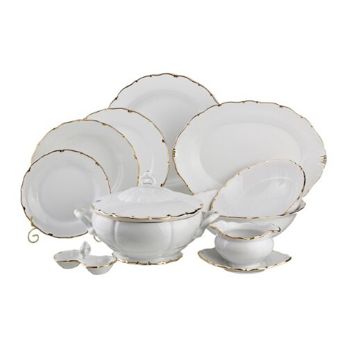 662-561 (в уп.1наб.) - Акция Столовы сервиз 25пр. [01097931] 662-561 (в уп.1наб.) - Акция Столовы сервиз 25пр. на 6 персон "Симона" (Блюдо 3*26см. (D=31см), салатники 2шт. (D=23/26см.), тарелки 3шт.( D=19/24/25см), набор для специй 13х8см, соусник 500мл.(19х8см), супница 3000мл.), материал: фарфор.