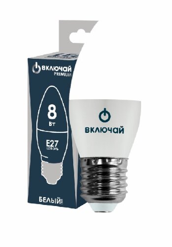 8W E27 свеча 4000K  220V [01092469] 8W E27 свеча 4000K 220V лампа светодиодная LED PREMIUM