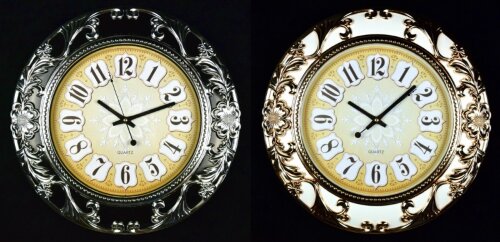 WS-7259AB (в кор.8шт.) - Часы настенные круглые, 2 [01087451] WS-7259AB (в кор.8шт.) - Часы настенные круглые, 2 цвета, (золото,серебро)размер: 45,2х45,2х4,5см, материал: пластик, стекло,кварцевый бесшумный механизм с плавным ходом.