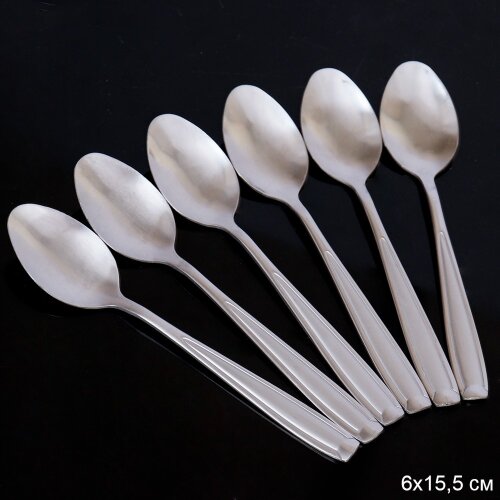 696355 (в уп.100наб.) - Ложка чайная, набор 6шт./ [01106832] 696355 (в уп.100наб.) - Ложка чайная, набор 6шт./ G-852 /0,18/серебро, материал: металл.