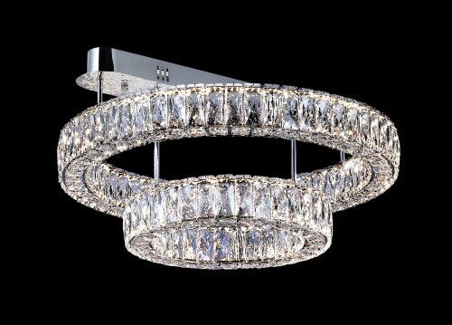 БЖ502/600*2 CR Led 3000+4000+6500K, 243W, диммер, [01110874] БЖ502/600*2 CR Led 3000+4000+6500K, 243W, диммер, хрусталь К9, размер: D600*H300мм (1) светильник потолочный