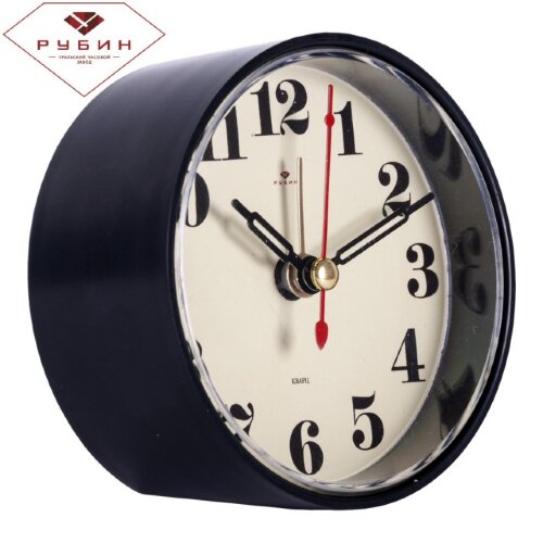 В7-006 (в кор.40шт) - Будильник кварц, корпус черн [01090244] В7-006 (в кор.40шт) - Будильник кварц, корпус черный "Классик" "Рубин", размер: 8х8х3,7 см, материал: пластик, стекло,металл, механизм с дискретным ходом.