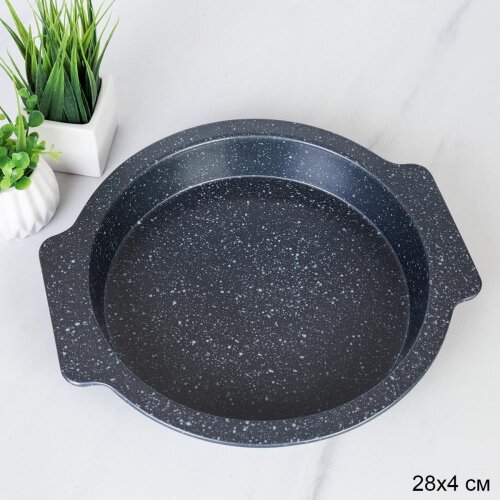 742219 (в уп.50шт.) - Форма для выпечки Круг 28х4с [01110793] 742219 (в уп.50шт.) - Форма для выпечки Круг 28х4см с ручками Мрамор /XJ85-219/ 0,396/ 23х3,5, материал: металл.