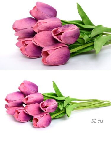 650744 (в уп.200/1200шт.) - Цветок искусственный Т [01094534] 650744 (в уп.200/1200шт.) - Цветок искусственный Тюльпан /1205/, фиолет., размер: L=30см, материал: латекс.
