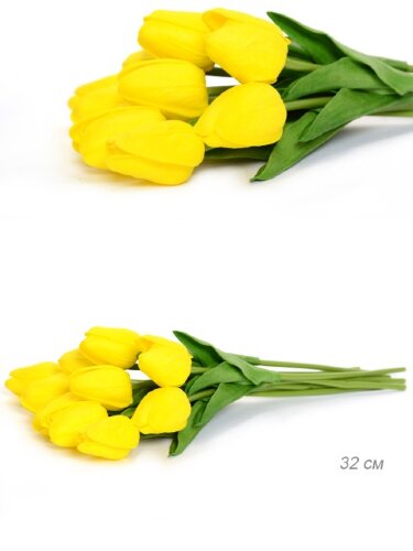 650748 (в уп.10/200шт.) - Цветок искусственный &quot;Тю [01098390] 650748 (в уп.10/200шт.) - Цветок искусственный "Тюльпан" жёлт. /1205/, размер: L=32см, материал: вспененный ПВХ, латэкс.