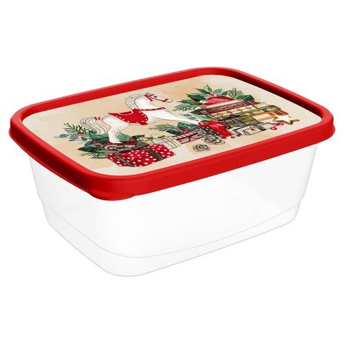 560414-РСВ (в уп.24шт.) - Контейнер для продуктов [01110346] 560414-РСВ (в уп.24шт.) - Контейнер для продуктов прямоугольный 1,5л с декором "Новогодние Игрушки" Homver 1376