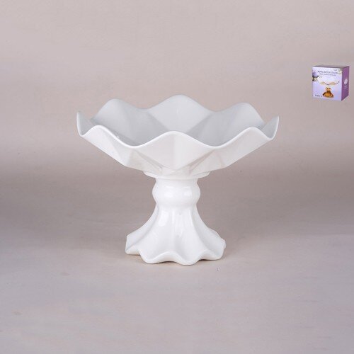 559892-РСВ (в уп.1шт.) - Ваза на ножке 25,5х25,5х1 [01110338] 559892-РСВ (в уп.1шт.) - Ваза на ножке 25,5х25,5х18см. 9010, материал: фарфор.