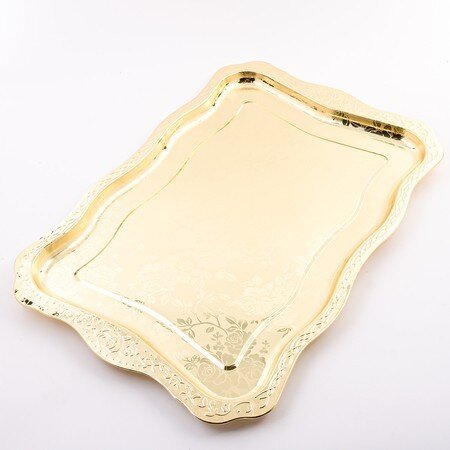 40722 (в уп.60шт.) - Поднос золотой 48х32,5х2,5см, [01110604] 40722 (в уп.60шт.) - Поднос золотой 48х32,5х2,5см, материал:  нержавеющая сталь.