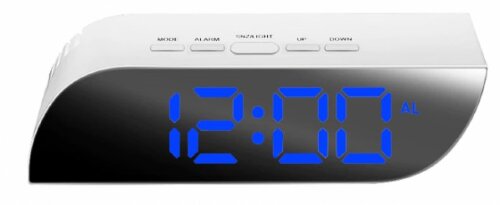 018Х бел-син 5W (в кор.1шт.) -  Светодиодный зерка [01109035] 018Х бел-син 5W (в кор.1шт.) -  Светодиодный зеркальный будильник, зеркальный дисплей. Размер: 140*50*35 мм. Материал зеркала: пластиковое зеркало.Материал корпуса: пластик. Тип механизма: электронный. Тип питания: внешний источник питания/аккумулятор.Отображение времени/даты/температурного цикла