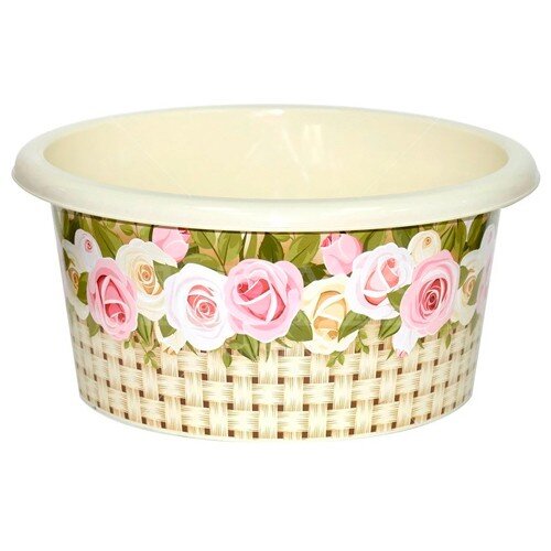452723-РСВ (в уп.10шт.) - Таз 10л круглый с декоро [01101855] 452723-РСВ (в уп.10шт.) - Таз 10л круглый с декором "Нежность " 810137 "Виолет"