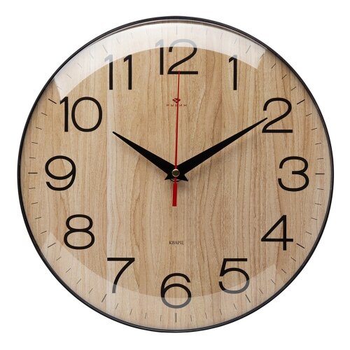 2526-003 (10) Часы настенные круг d=25см, основани [01110935] 2526-003 (10) Часы настенные круг d=25см, основание черное "Текстура дерева" "Рубин"