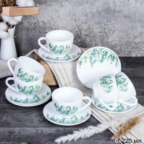 748991 (в уп.8шт.) - Чайный набор 12пр. 220мл. /GR [01110684] 748991 (в уп.8шт.) - Чайный набор 12пр. 220мл. /GREY-GB220/12 (7520)/, материал: стеклокерамика.