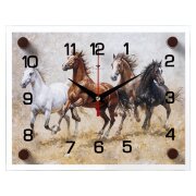2026-056  (10) Часы настенные "Лошади"  Рубин [01110379]